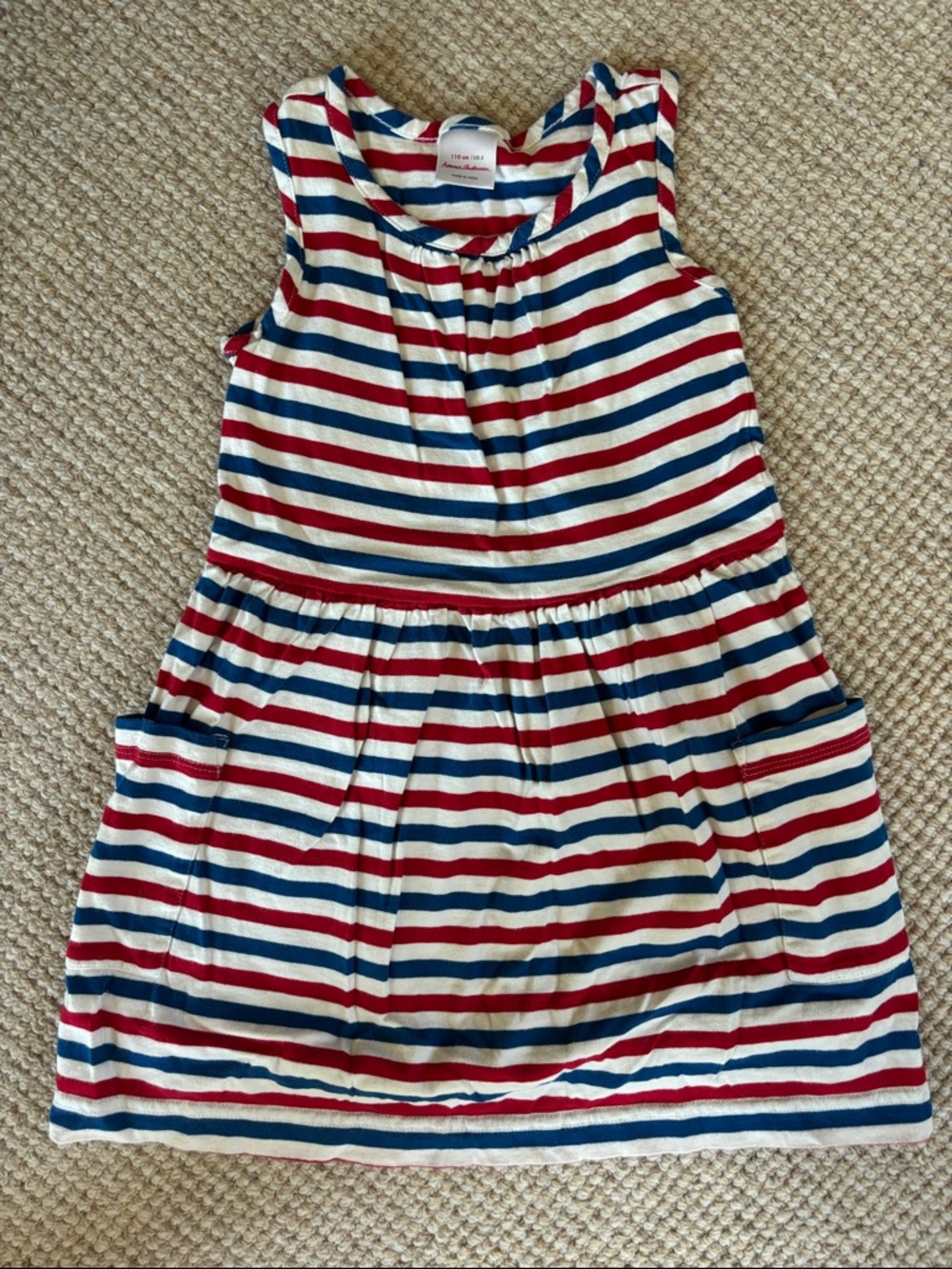Hanna Andersson sleeveless striped red, white and blue sundress, size 5 years